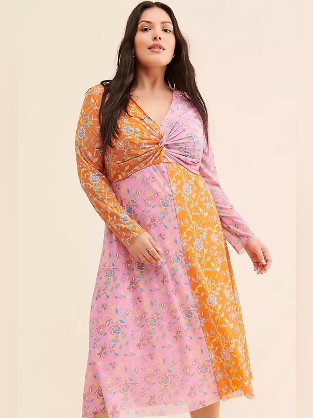 Rachel Antonoff Anthropologie Olivia Mesh Floral Twist Front Midi Dress 8